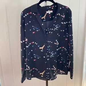 Equipment Slim Signature Heart Print Blouse